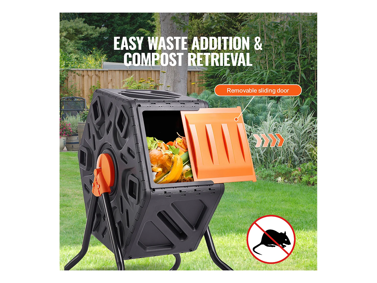 Drehbarer Gartendüngerherd SucceBuy 70 L, Last 20 kg, für Organischen Abfallkomposting