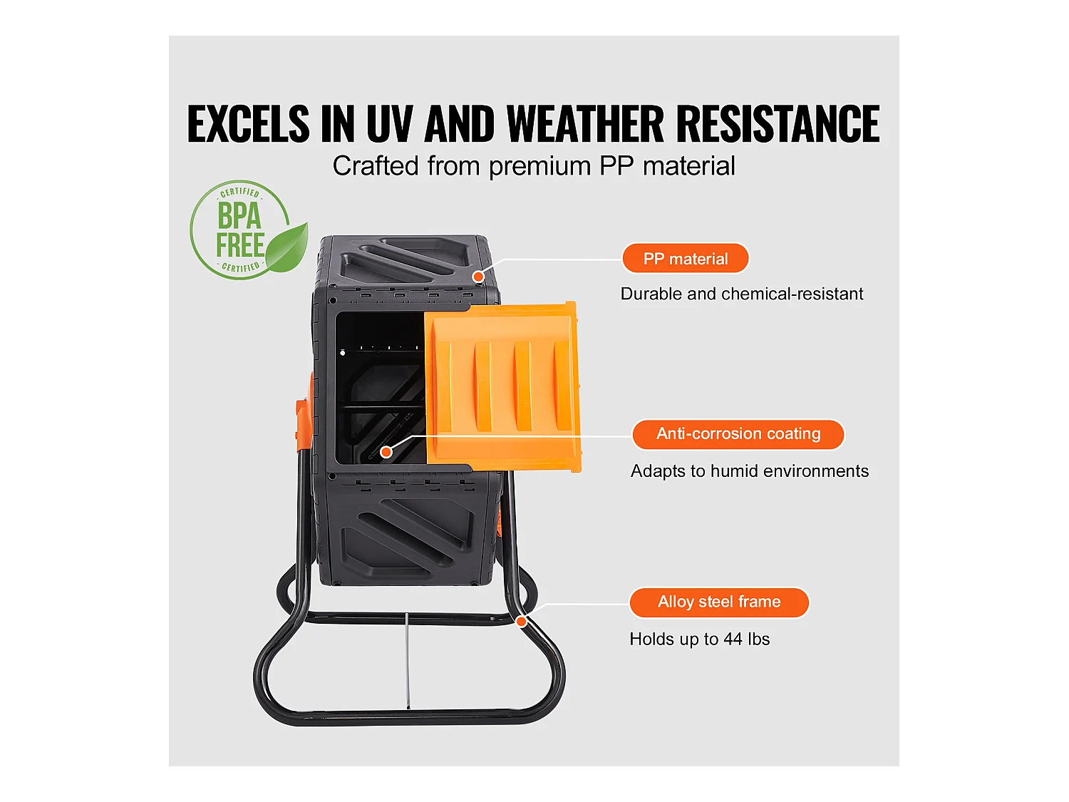 Drehbarer Gartendüngerherd SucceBuy 70 L, Last 20 kg, für Organischen Abfallkomposting