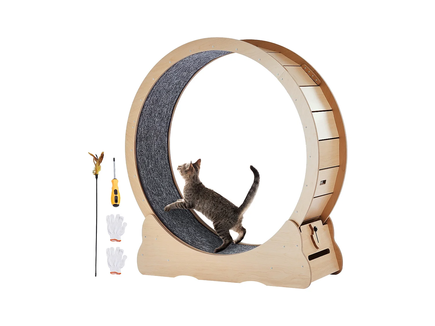 Roue d'Exercice pour Chat, SucceBuy Cat Exercise Wheel 110 cm Grande Roue de Tapis Roulant pour Chat pour Chats d'Intérieur Jaune