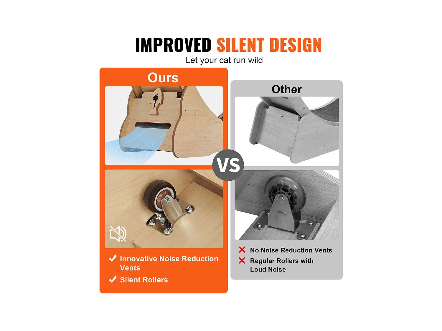 Roue d'Exercice pour Chat, SucceBuy Cat Exercise Wheel 110 cm Grande Roue de Tapis Roulant pour Chat pour Chats d'Intérieur Jaune