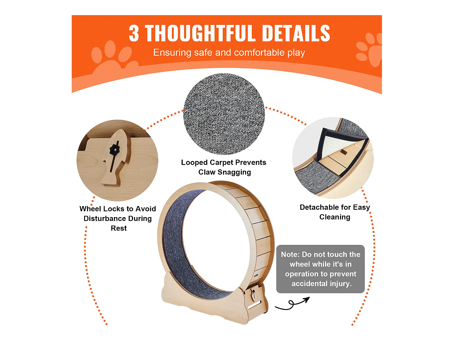 Roue d'Exercice pour Chat, SucceBuy Cat Exercise Wheel 110 cm Grande Roue de Tapis Roulant pour Chat pour Chats d'Intérieur Jaune