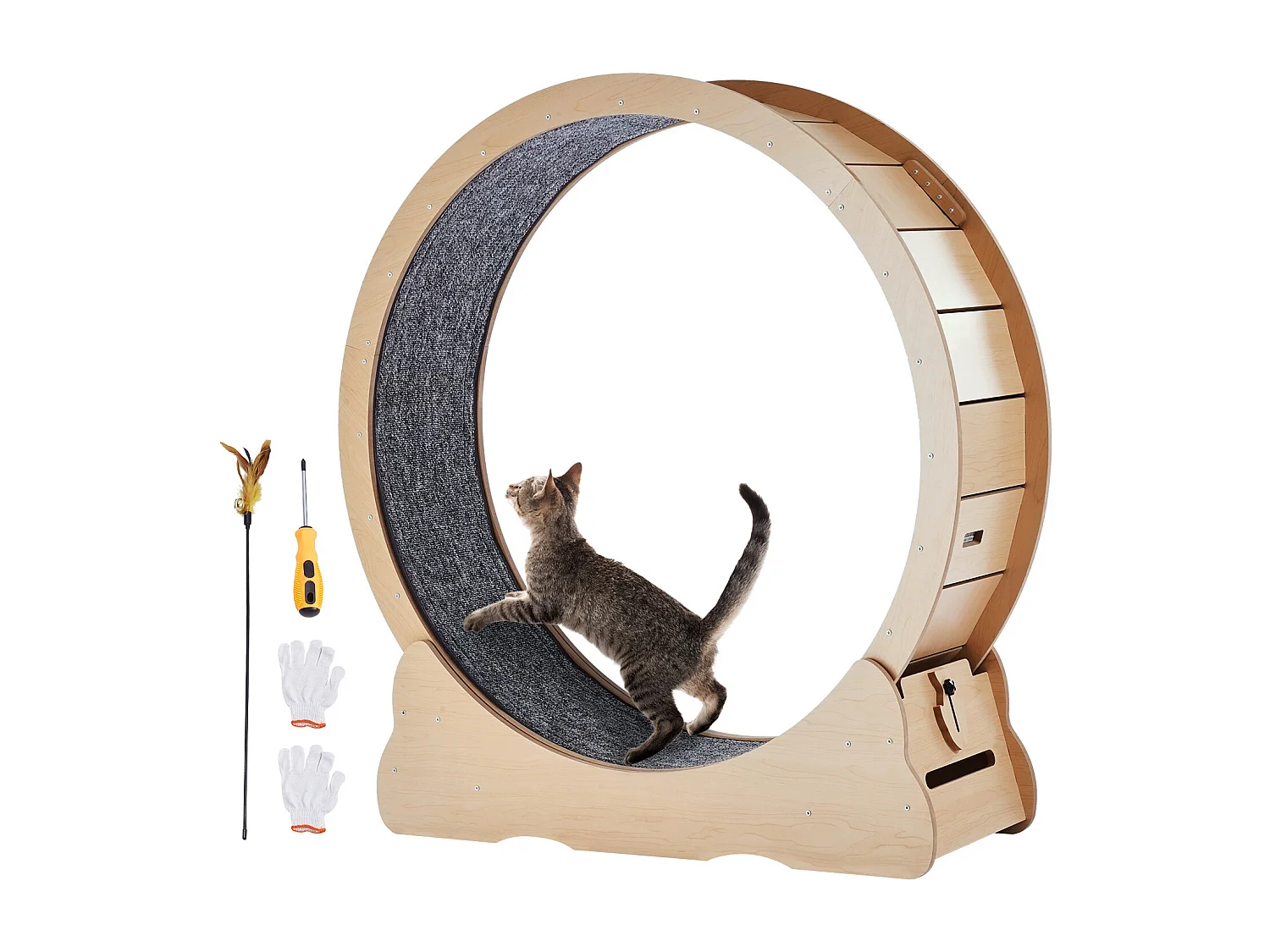 Roue d'Exercice pour Chat, SucceBuy Cat Exercise Wheel 110 cm Grande Roue de Tapis Roulant pour Chat pour Chats d'Intérieur Jaune