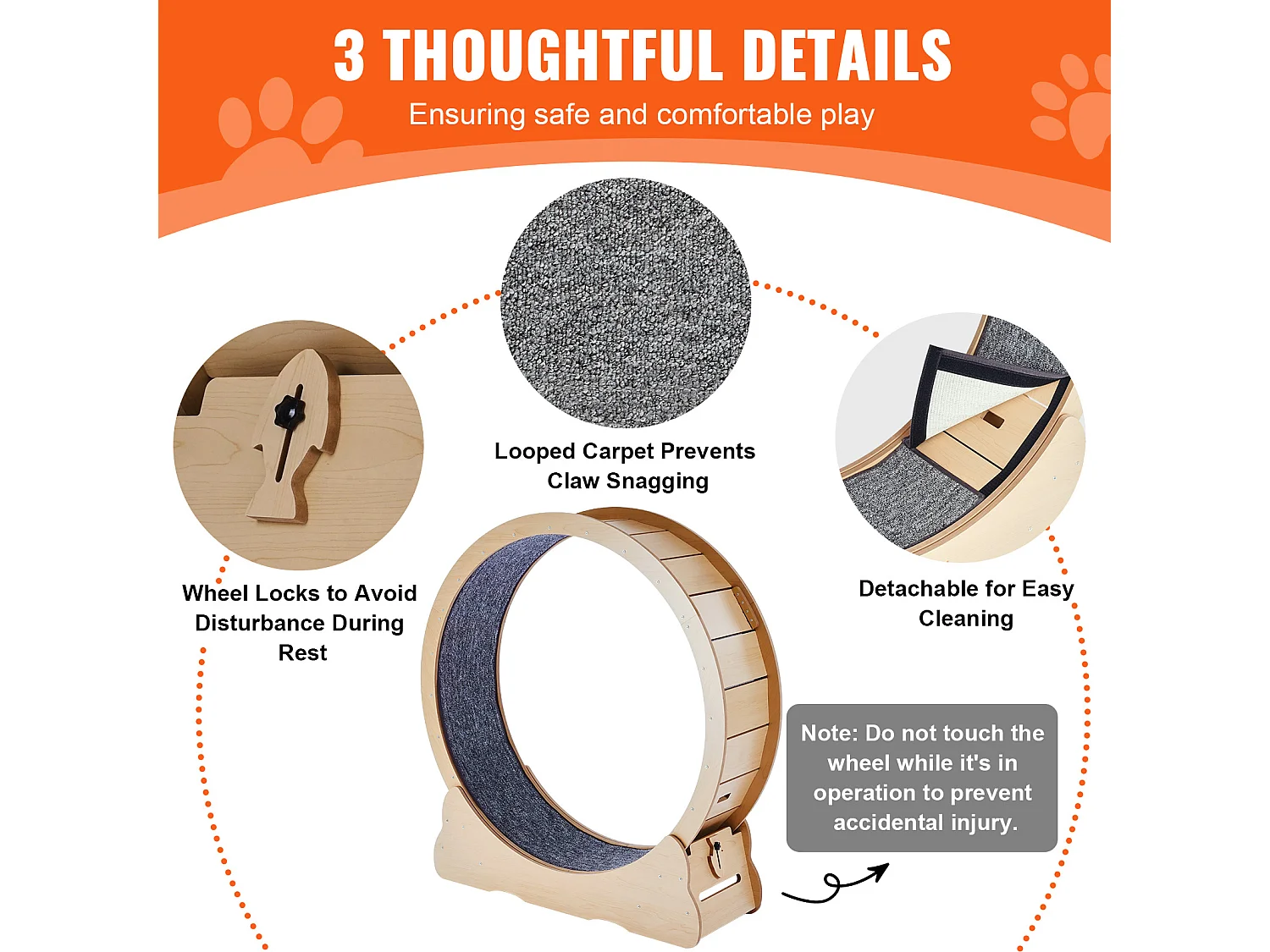 Roue d'Exercice pour Chat, SucceBuy Cat Exercise Wheel 110 cm Grande Roue de Tapis Roulant pour Chat pour Chats d'Intérieur Jaune