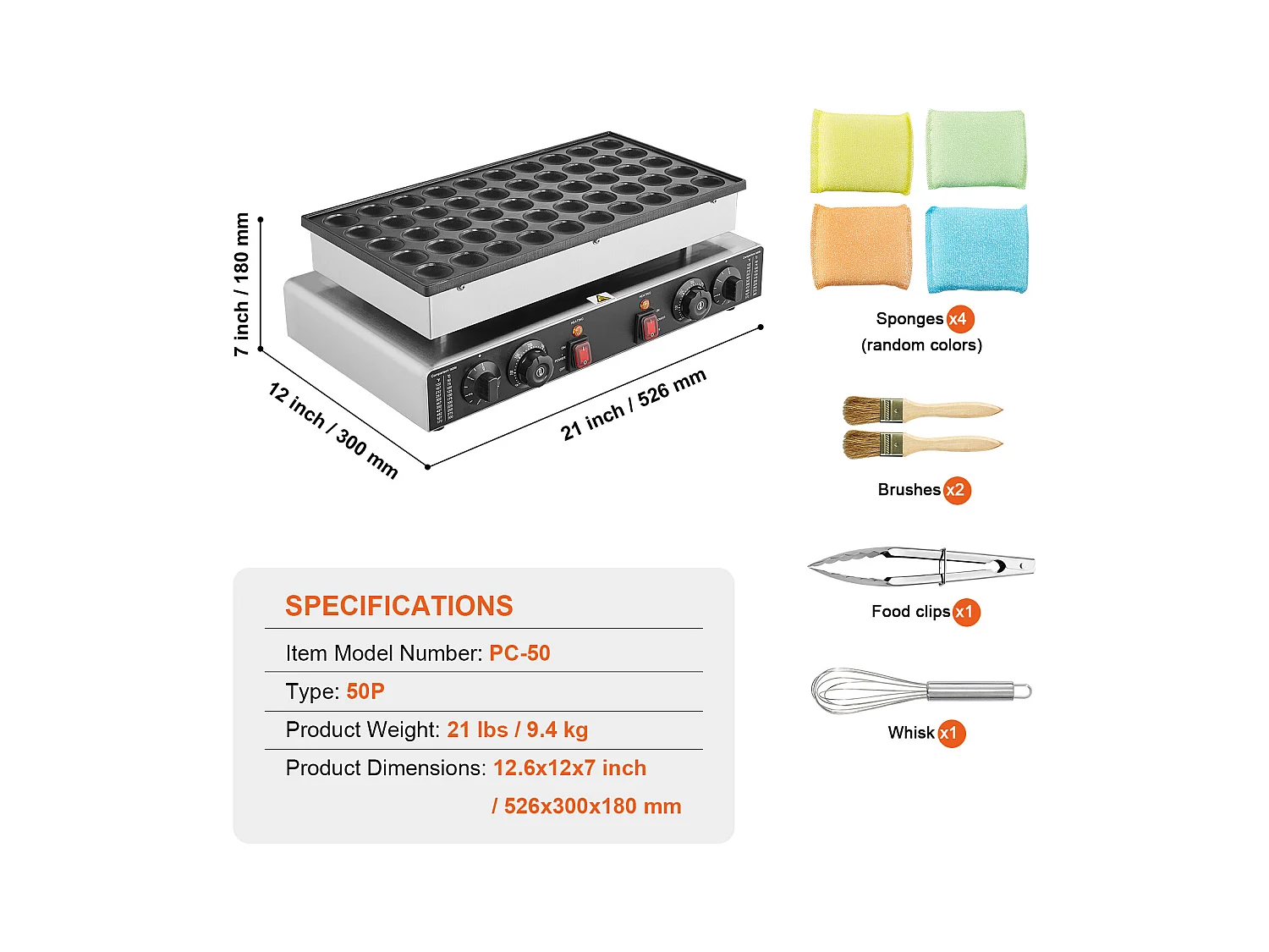 Gofrera SucceBuy Mini Máquina de Crepas Holandesas 43 mm 1 700 W Máquina Comercial de Dorayaki 50 Piezas