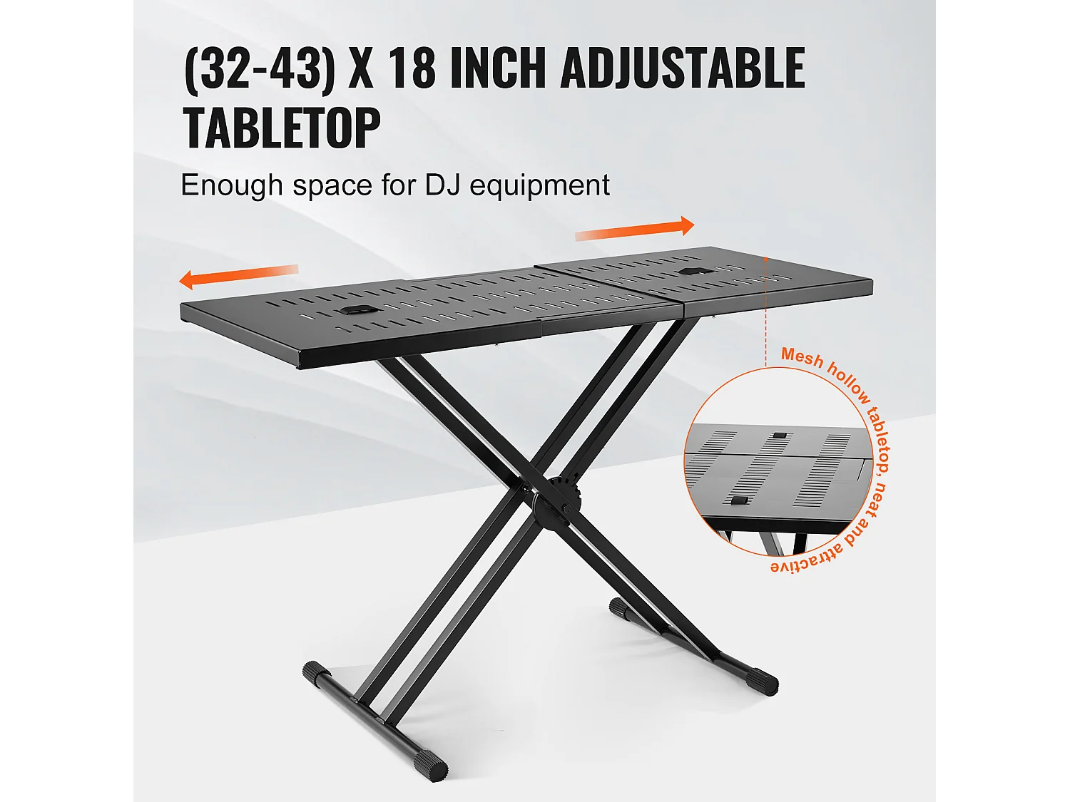 Draagbare DJ-Tafel SucceBuy, Double-X-Toetsenbordinsteun, Instelbare Hoogte, Audio-mixersteun, (820-1095) x 465 mm