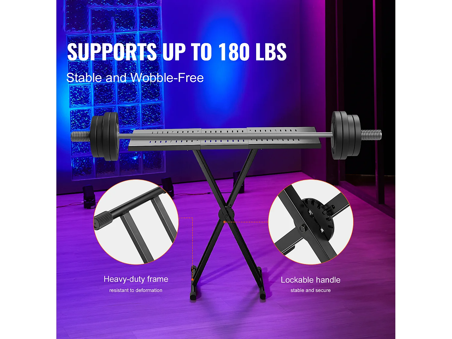 Table DJ Portable SucceBuy, Support de Clavier Double-X, Hauteur Réglable, Support de Mixage Audio, (820-1095) x 465 mm