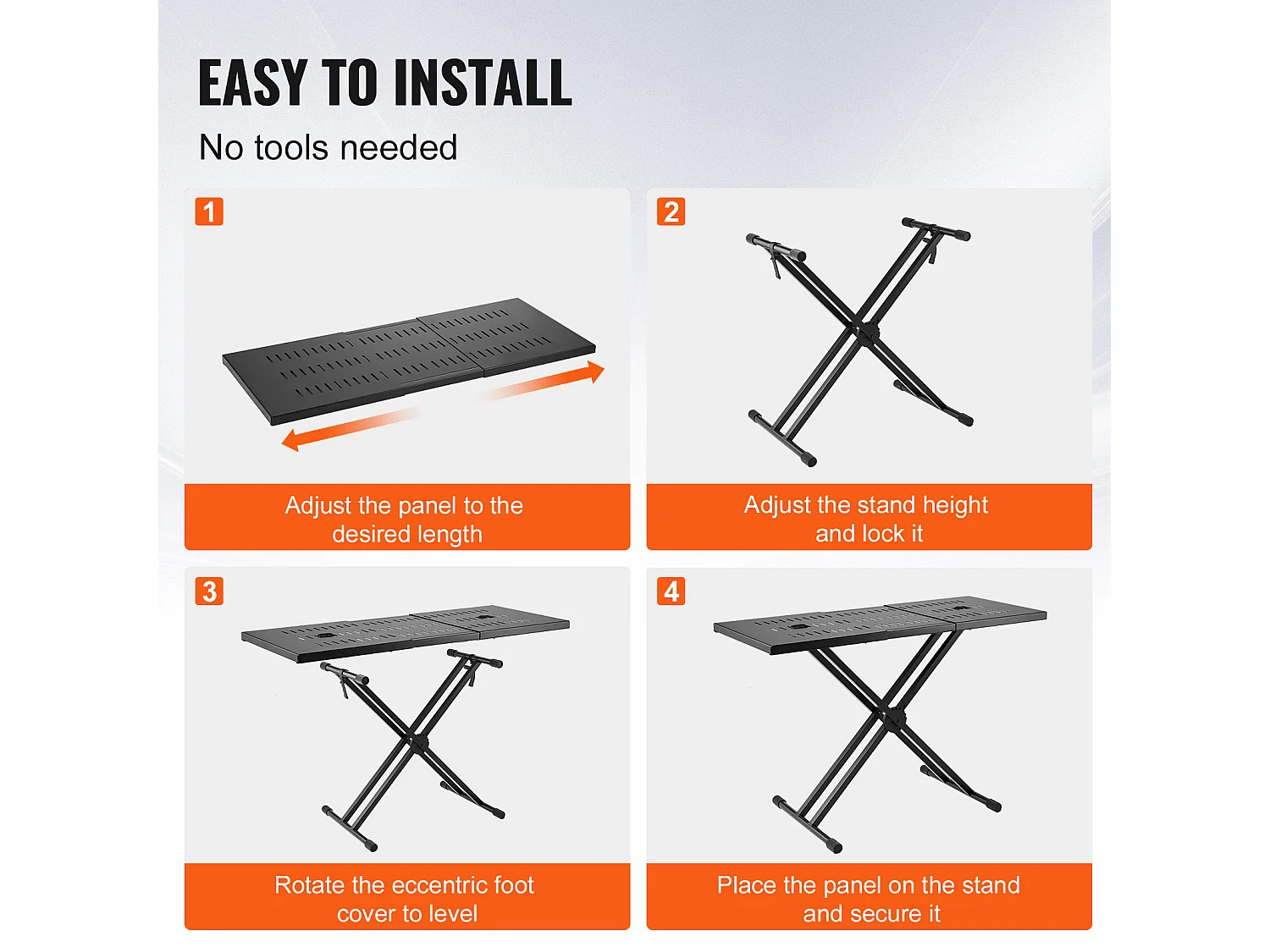 Table DJ Portable SucceBuy, Support de Clavier Double-X, Hauteur Réglable, Support de Mixage Audio, (820-1095) x 465 mm