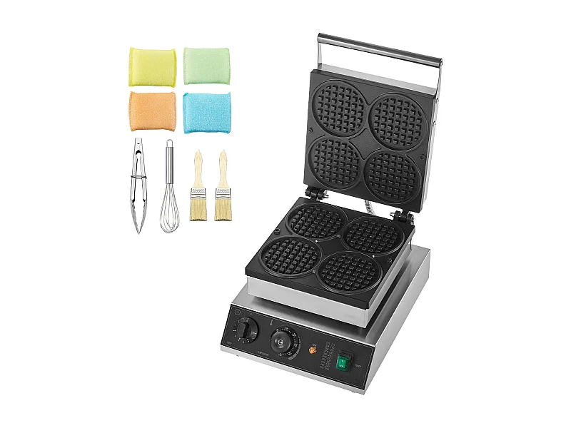 Gaufrier Commercial SucceBuy 4 Pièces 1750 W Rond Antiadhésif