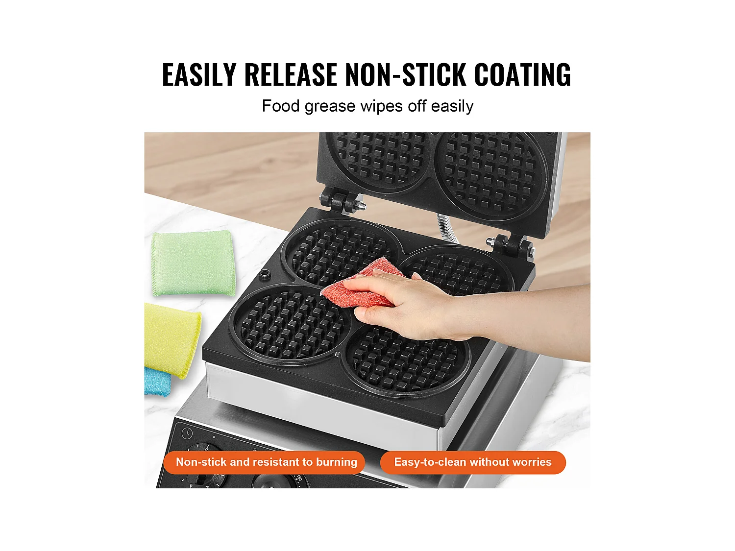 Gaufrier Commercial SucceBuy 4 Pièces 1750 W Rond Antiadhésif