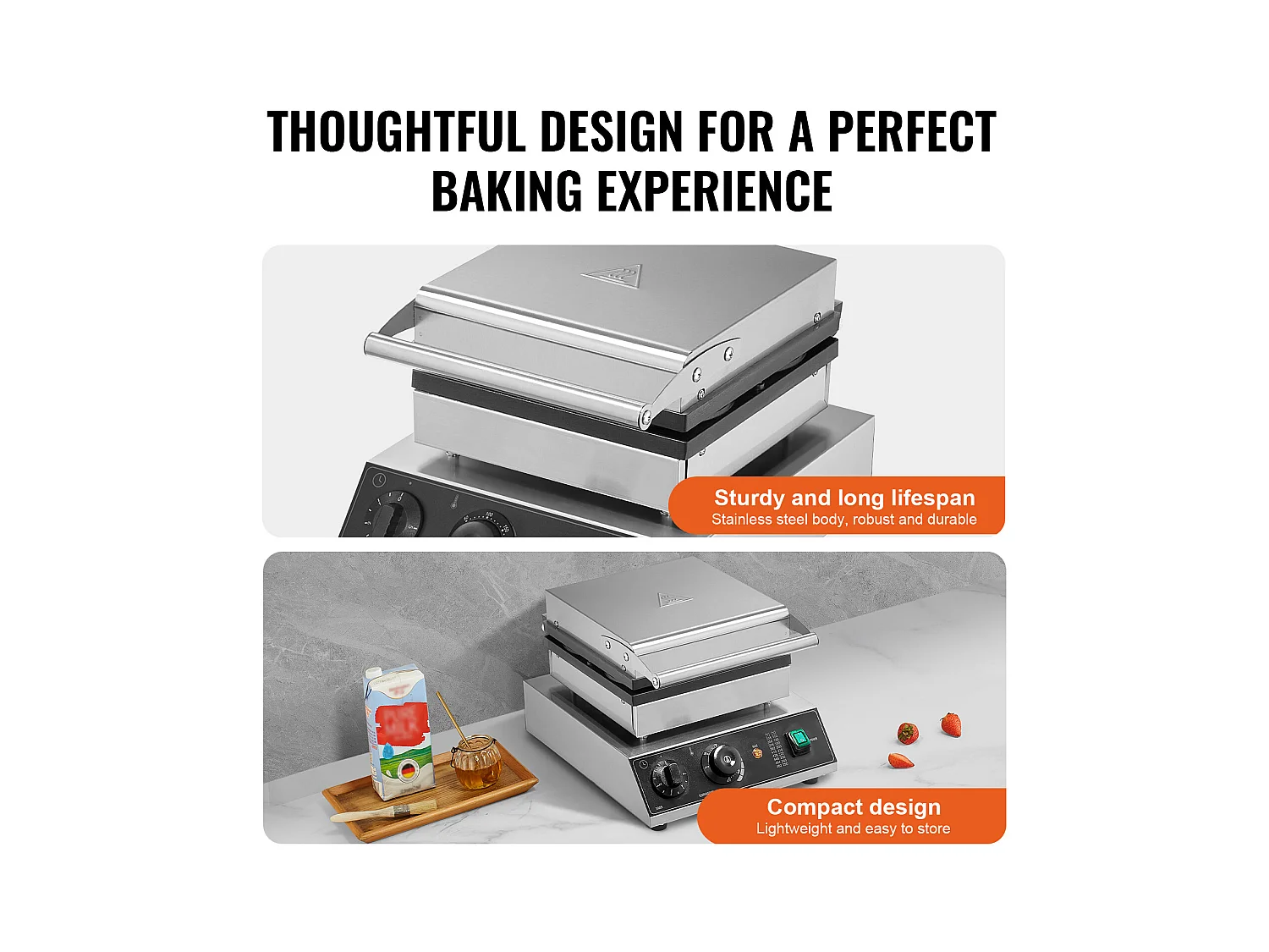 Gaufrier Commercial SucceBuy 4 Pièces 1750 W Rond Antiadhésif