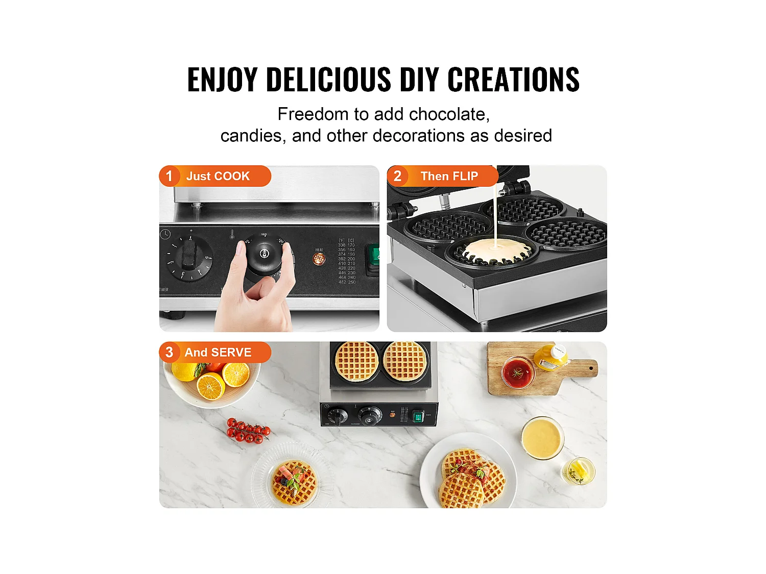 Gaufrier Commercial SucceBuy 4 Pièces 1750 W Rond Antiadhésif