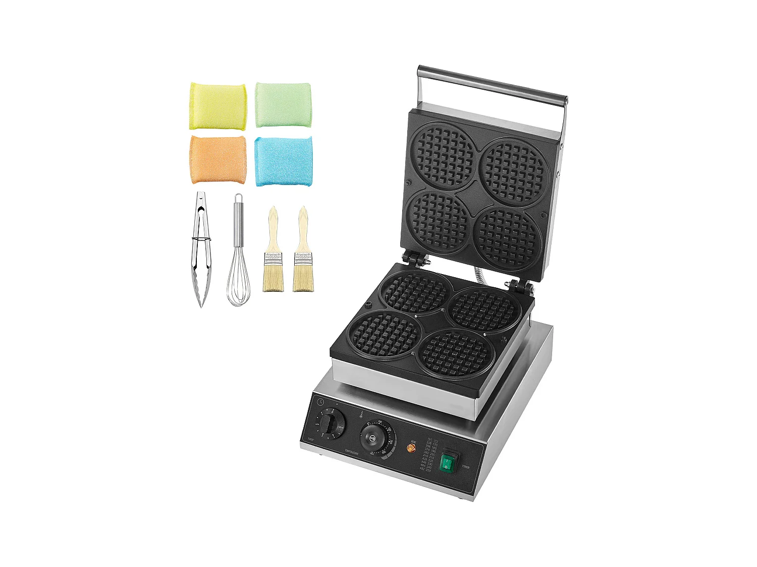 Piastra per Waffle Commerciale SucceBuy 4 Pezzi 1 750 W Rotonda Antiaderente
