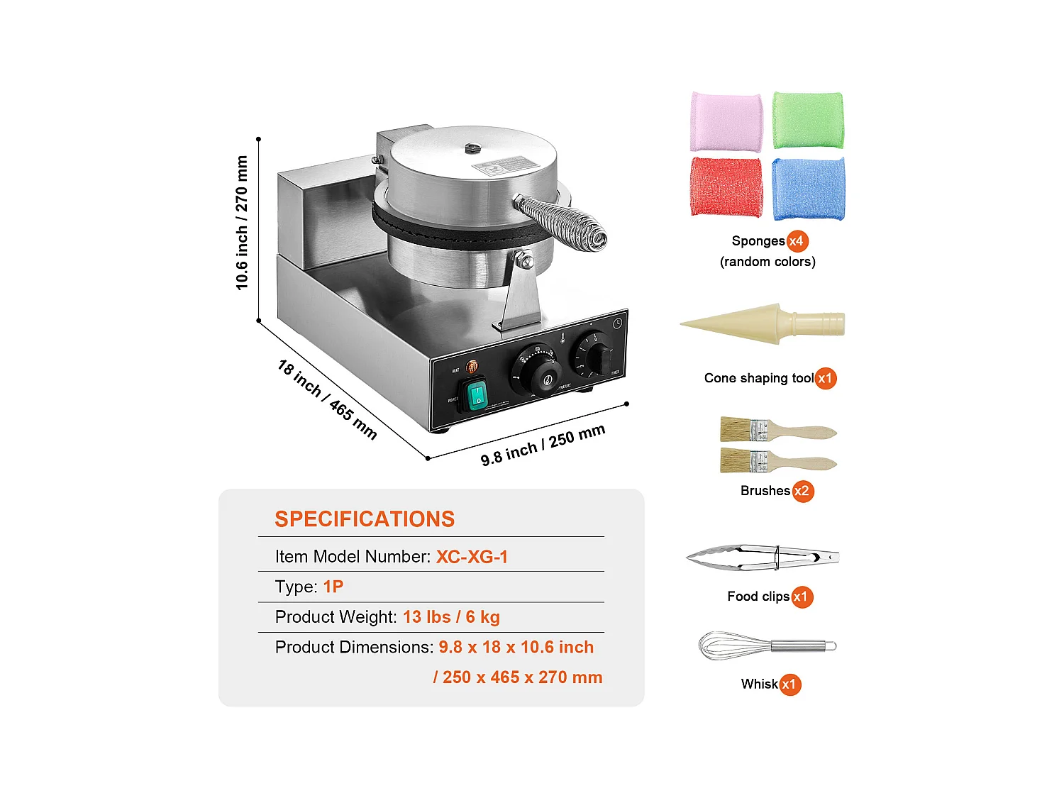 Gaufrier SucceBuy Machine à Cornets de Crème Glacée électrique 1230 W Rouleau d'œufs Gaufré Commercial
