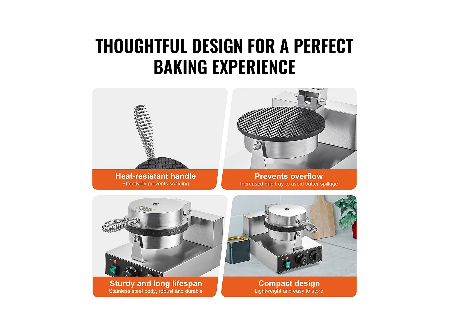 Gaufrier SucceBuy Machine à Cornets de Crème Glacée électrique 1230 W Rouleau d'œufs Gaufré Commercial