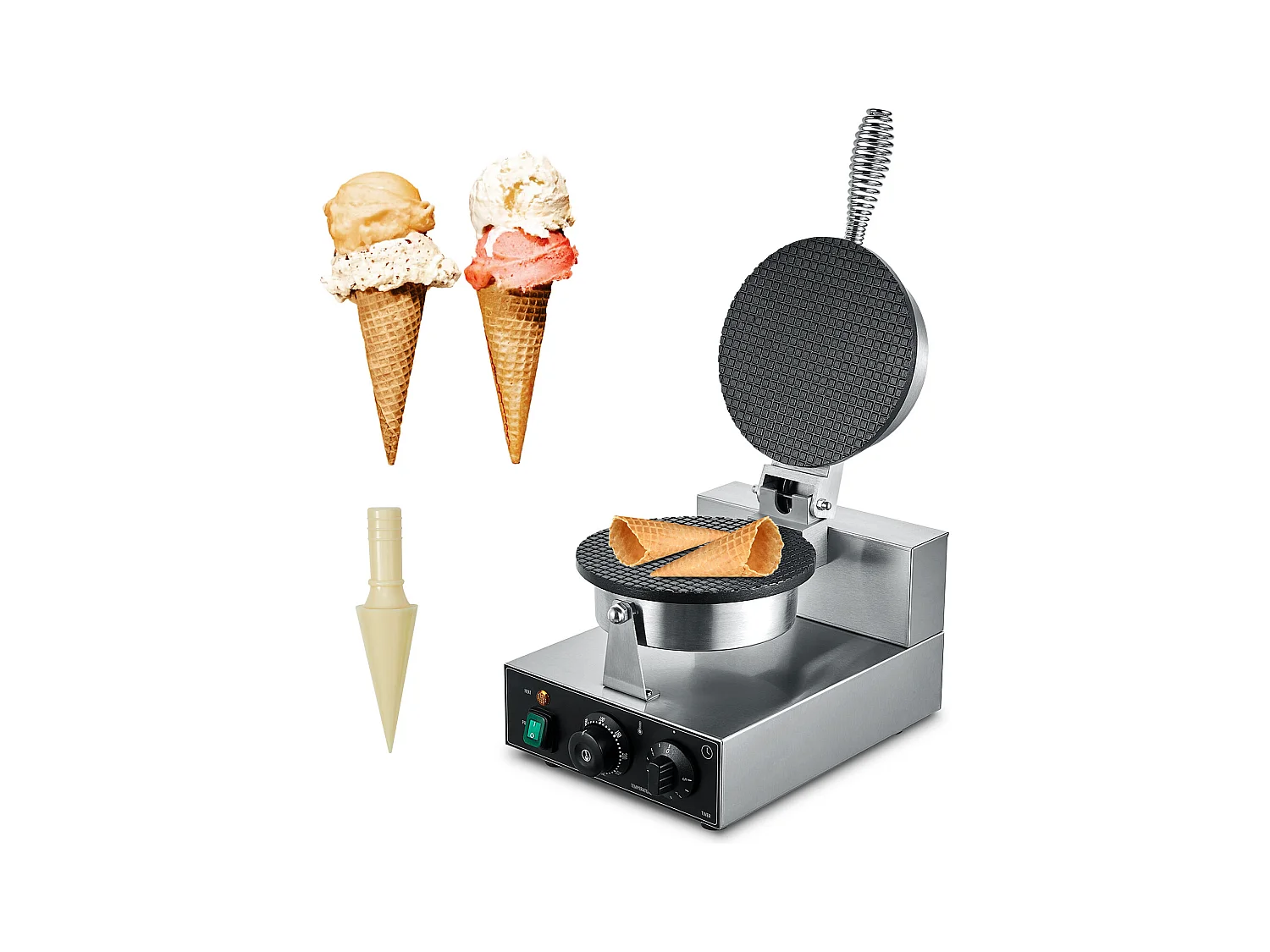 Gaufrier SucceBuy Machine à Cornets de Crème Glacée électrique 1230 W Rouleau d'œufs Gaufré Commercial