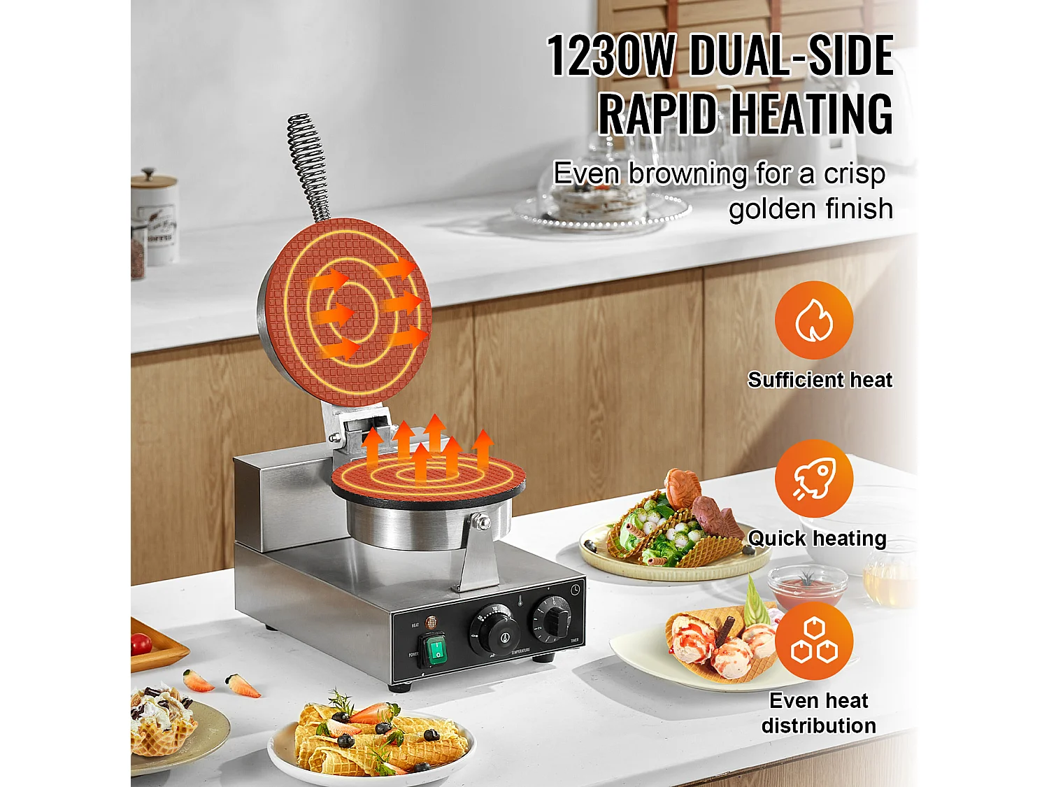 Waffeleisen SucceBuy Elektrische Eiswaffel Maschine 1 230 W Kommerzielles Eierrollen Waffeleisen