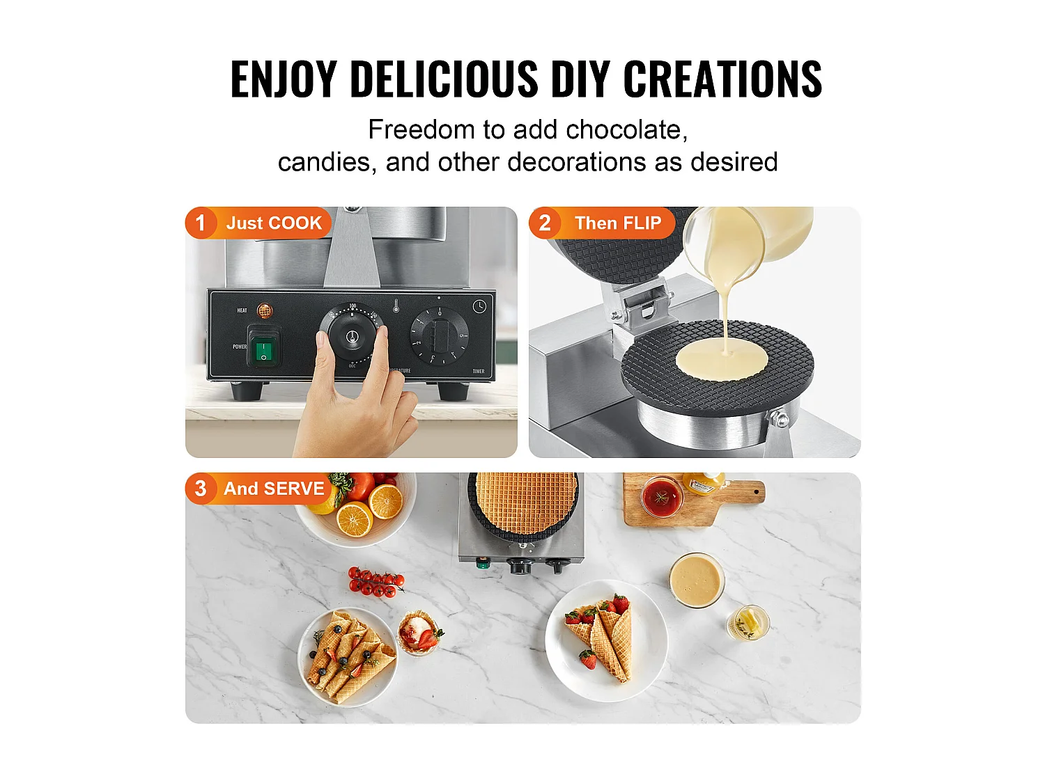 Waffeleisen SucceBuy Elektrische Eiswaffel Maschine 1 230 W Kommerzielles Eierrollen Waffeleisen