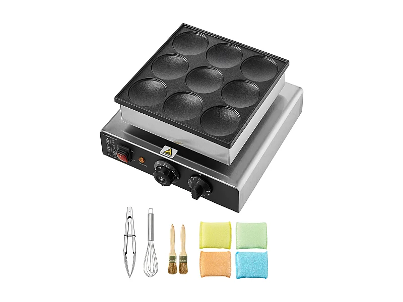 Gaufrier SucceBuy 9PCS 76mm Machine à Crêpes Hollandaise Commerciale Dorayaki Baker 850W Antiadhésive