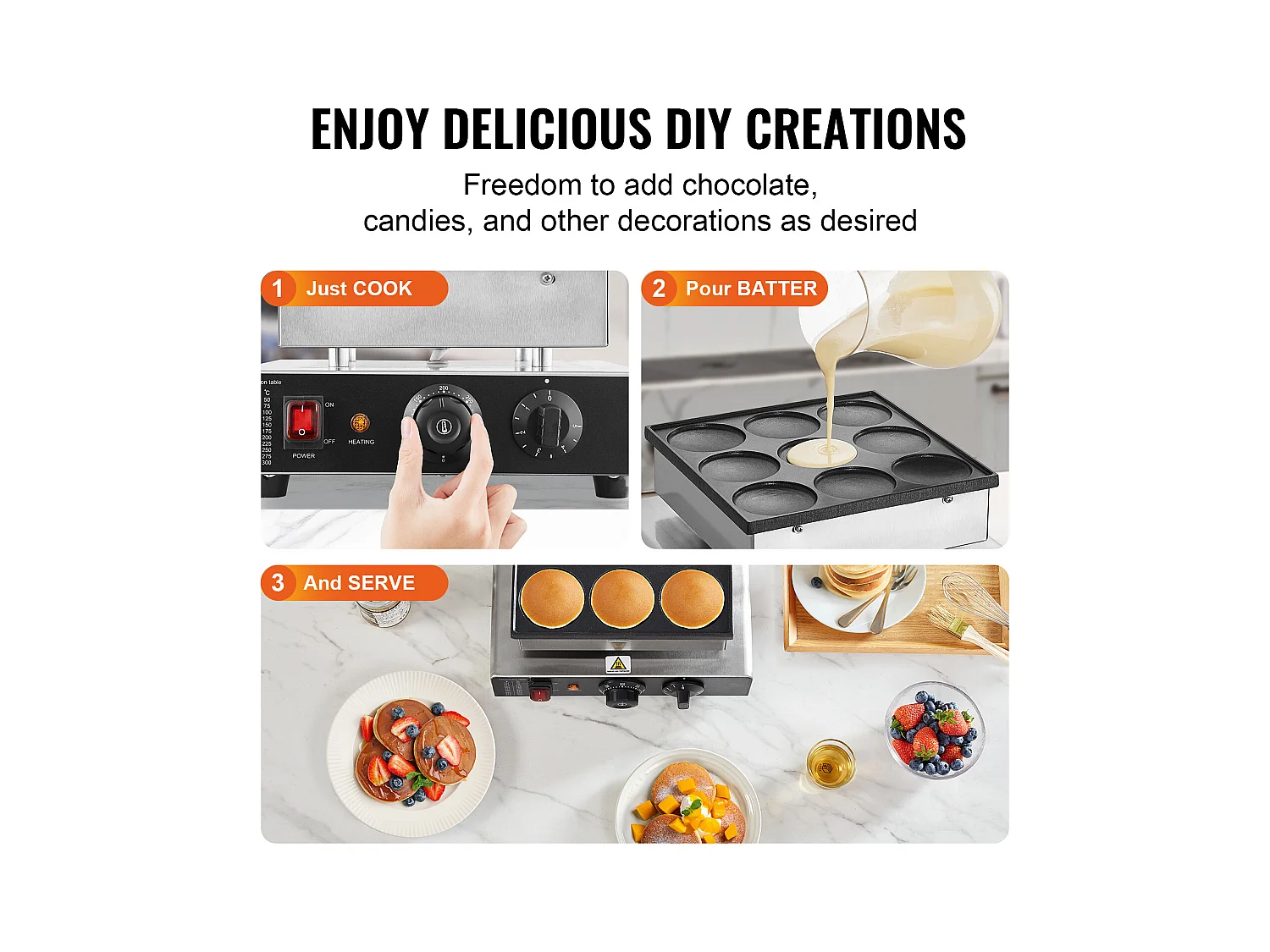 Gaufrier SucceBuy 9PCS 76mm Machine à Crêpes Hollandaise Commerciale Dorayaki Baker 850W Antiadhésive