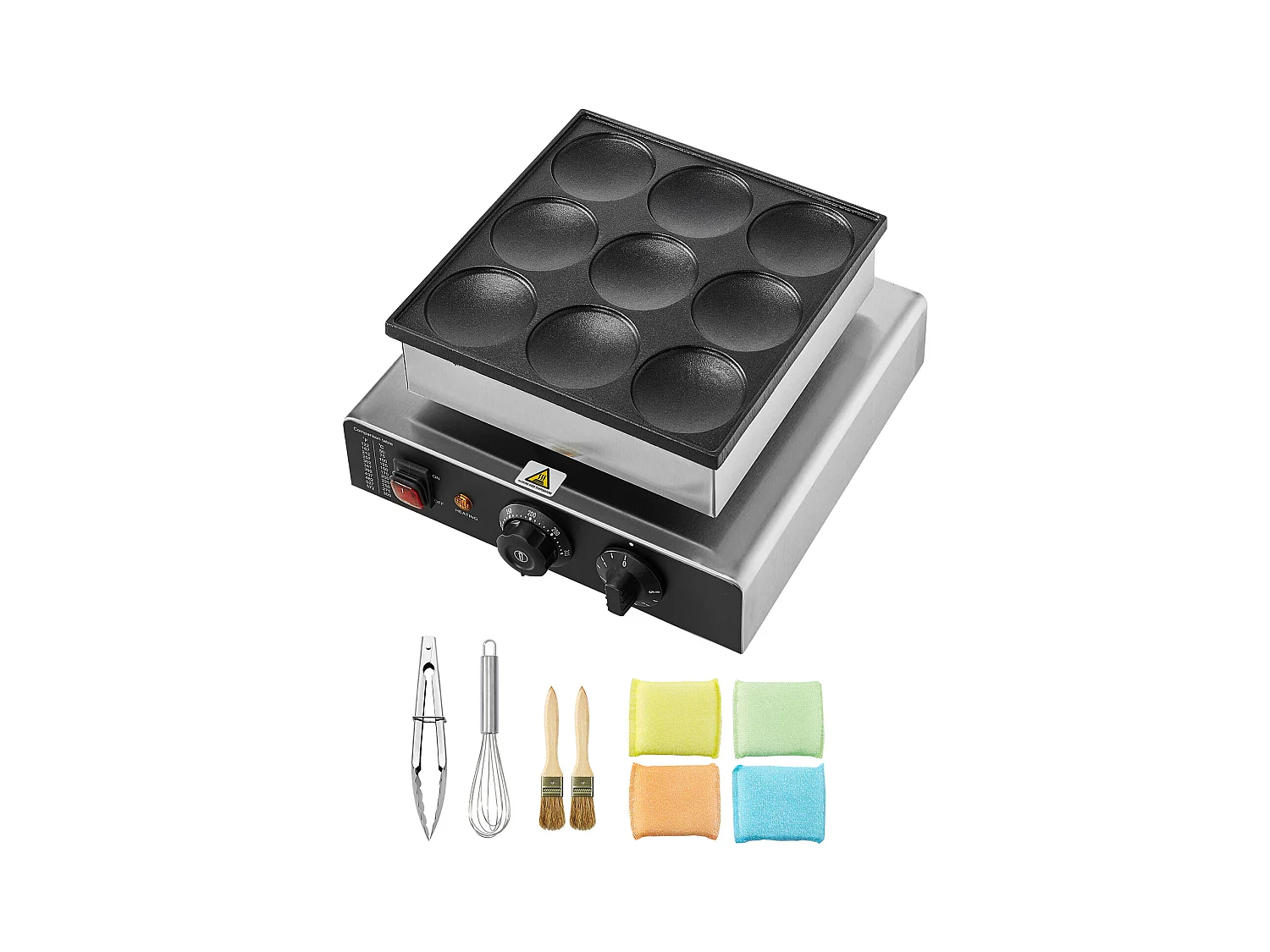 Piastra per Waffle SucceBuy 9 Pezzi 76 mm Macchina Commerciale per Crêpes Olandesi Dorayaki 850 W Antiaderente