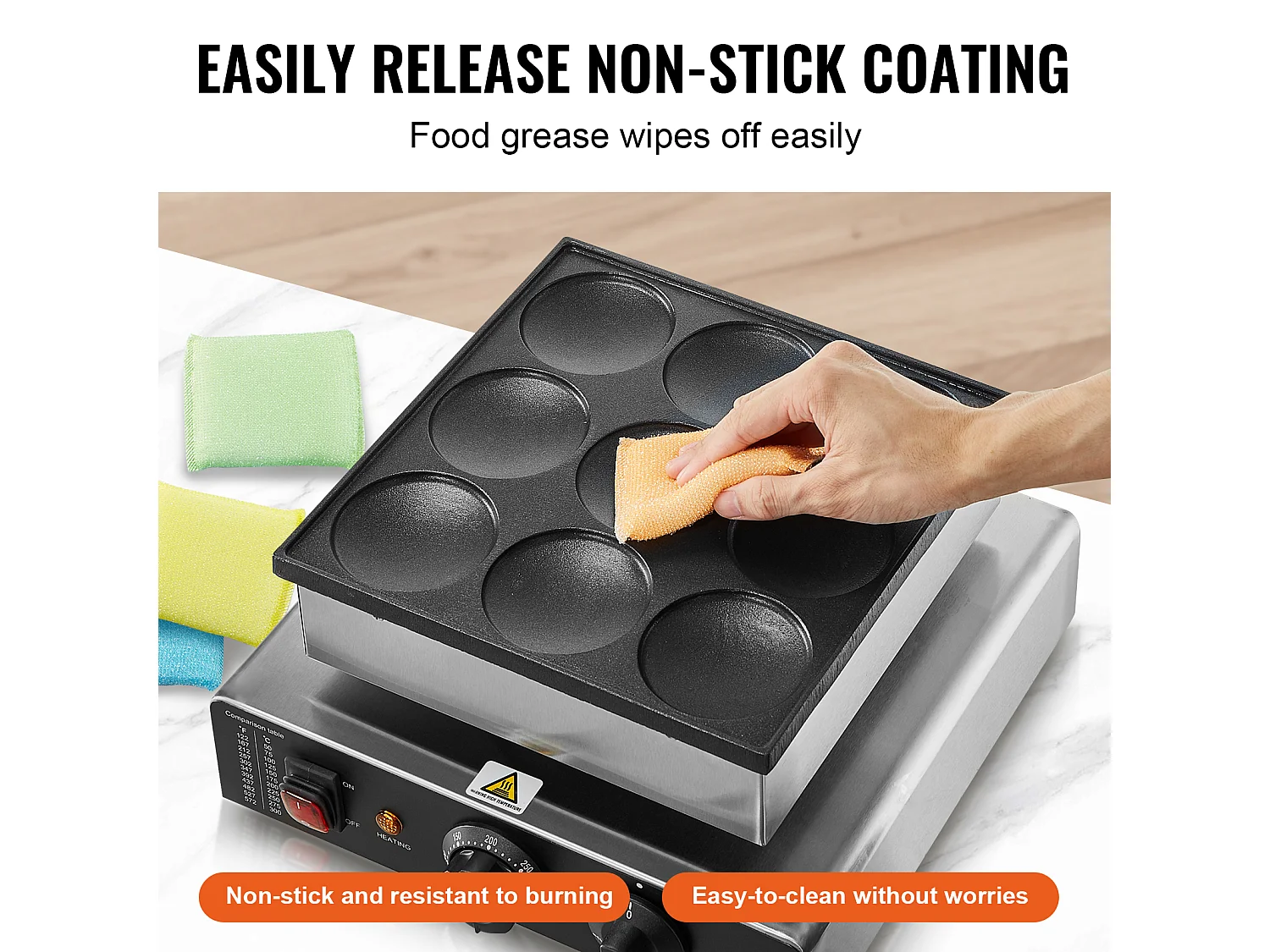 Gaufrier SucceBuy 9PCS 76mm Machine à Crêpes Hollandaise Commerciale Dorayaki Baker 850W Antiadhésive