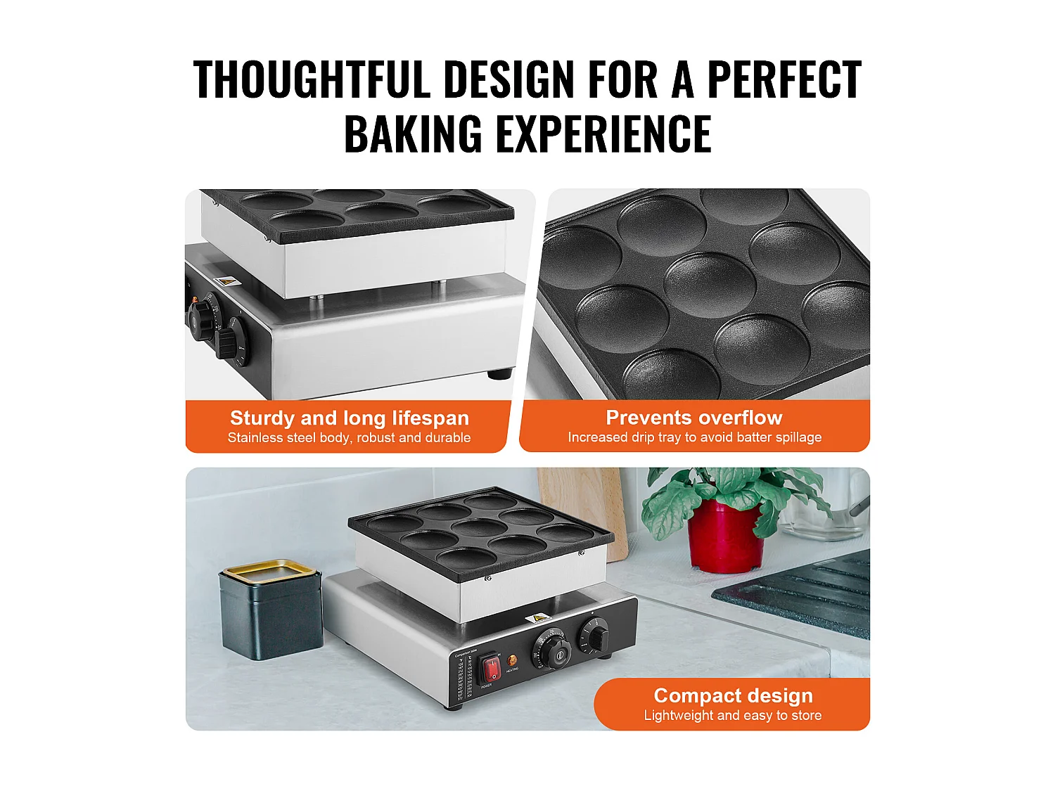 Gaufrier SucceBuy 9PCS 76mm Machine à Crêpes Hollandaise Commerciale Dorayaki Baker 850W Antiadhésive