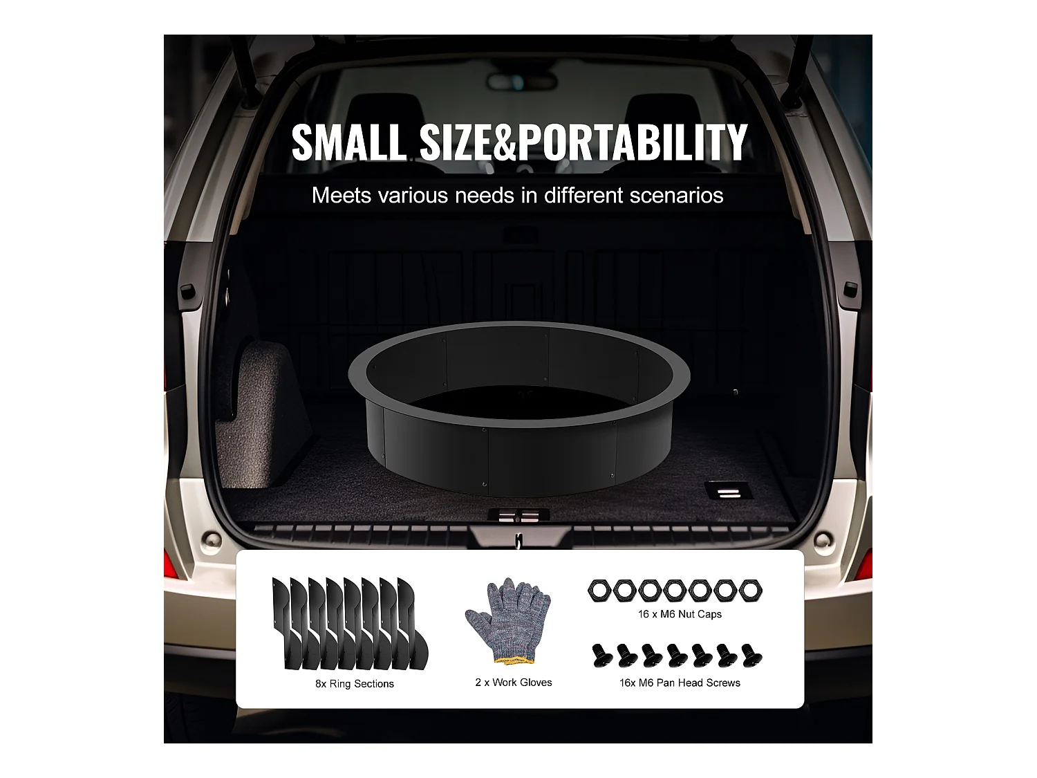 Braciere SucceBuy Anello di Focolare Rotondo in Acciaio, Diametro Esterno 1016 mm, Interno 914,4 mm, per Campeggio all'Aperto