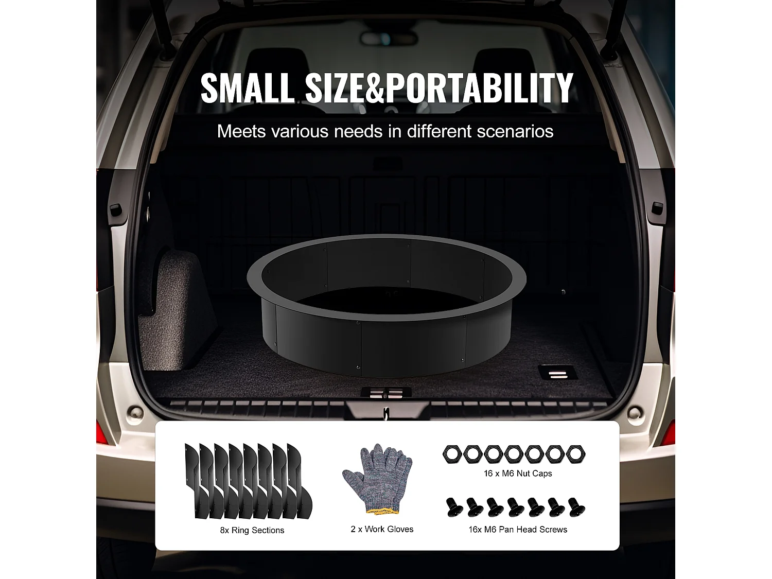 Braséro SucceBuy Anneau de Foyer Rond Acier, Diamètre Extérieur 1016 mm, Intérieur 914,4 mm, pour Camping en Plein Air