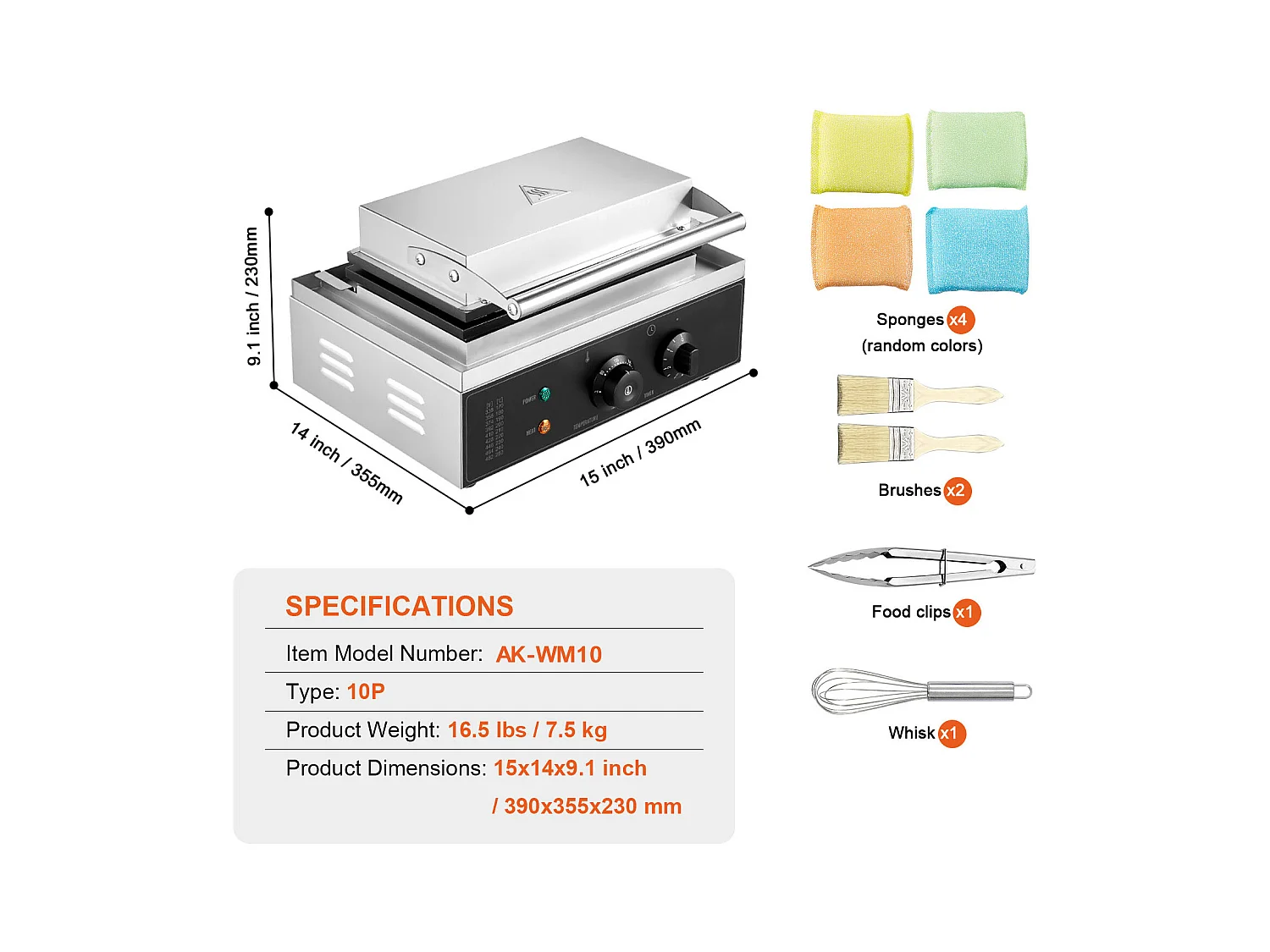 Gaufrier Commercial Rectangulaire SucceBuy 10PCS 1550W