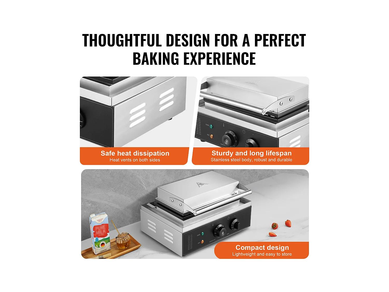 Gaufrier Commercial Rectangulaire SucceBuy 10PCS 1550W