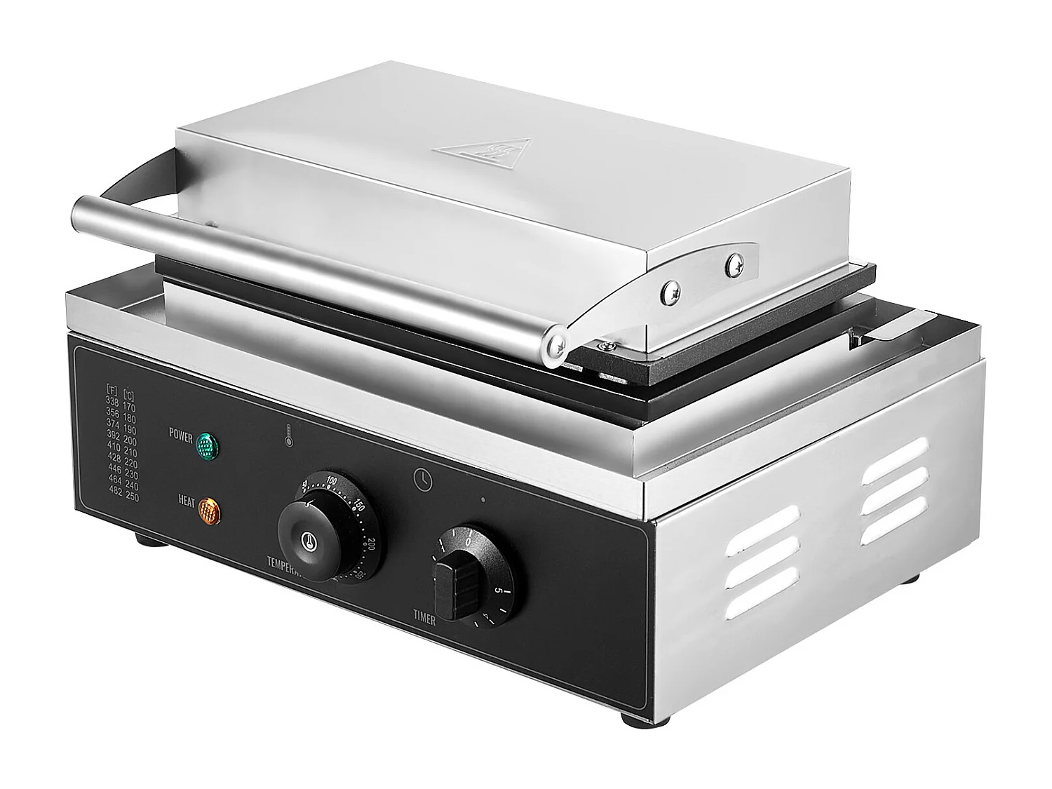 Gaufrier Commercial Rectangulaire SucceBuy 10PCS 1550W, Antiadhésif, en Acier Inoxydable, Contrôle de la Température et du Temps, Poignée