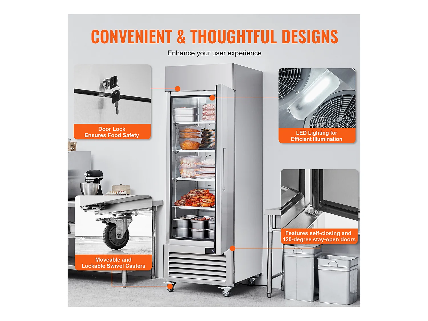 Congelador Comercial SucceBuy 570 L Vertical 1 Porta 3 Prateleiras