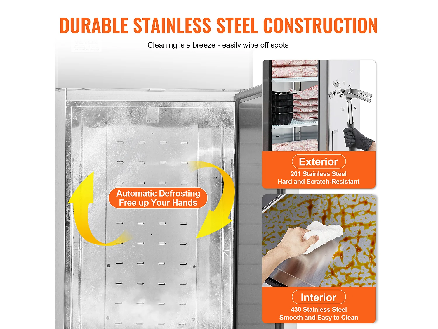 Congélateur Commercial SucceBuy de 570 L, Vertical, 1 Porte, 3 Tablettes