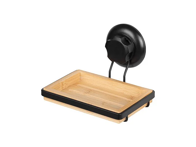 Porte Savon/Eponge Ventouse Bambou Noir Mat