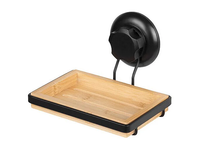 Porte Savon/Eponge Ventouse Bambou Noir Mat