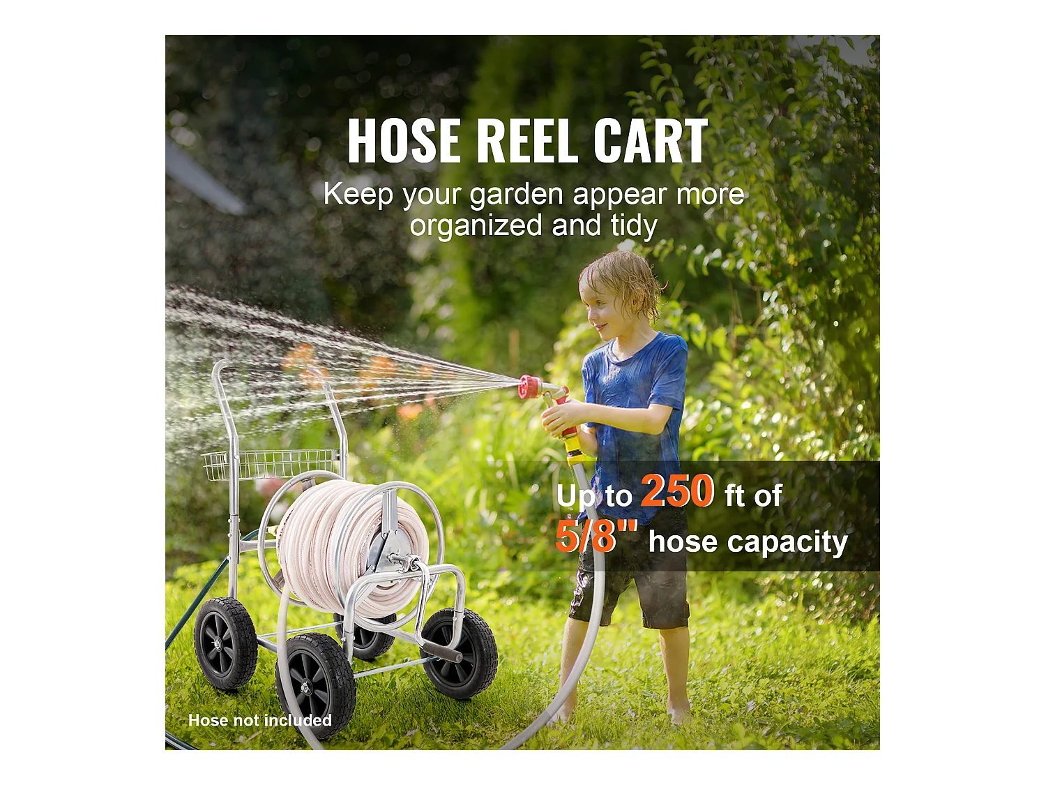 Dévidoir Chariot SucceBuy Chariot Enrouleur de Tuyau 76 m, Robuste pour Jardin avec Roues