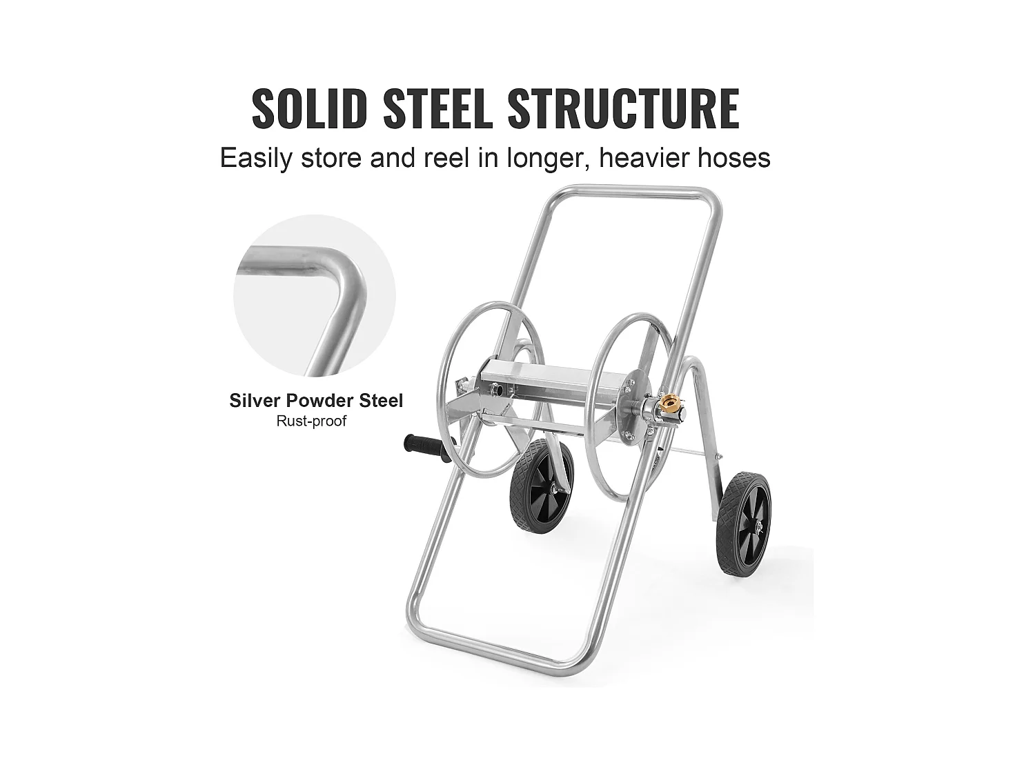 Dévidoir Chariot SucceBuy Chariot Enrouleur de Tuyau 53 m, Robuste pour Jardin avec Roues