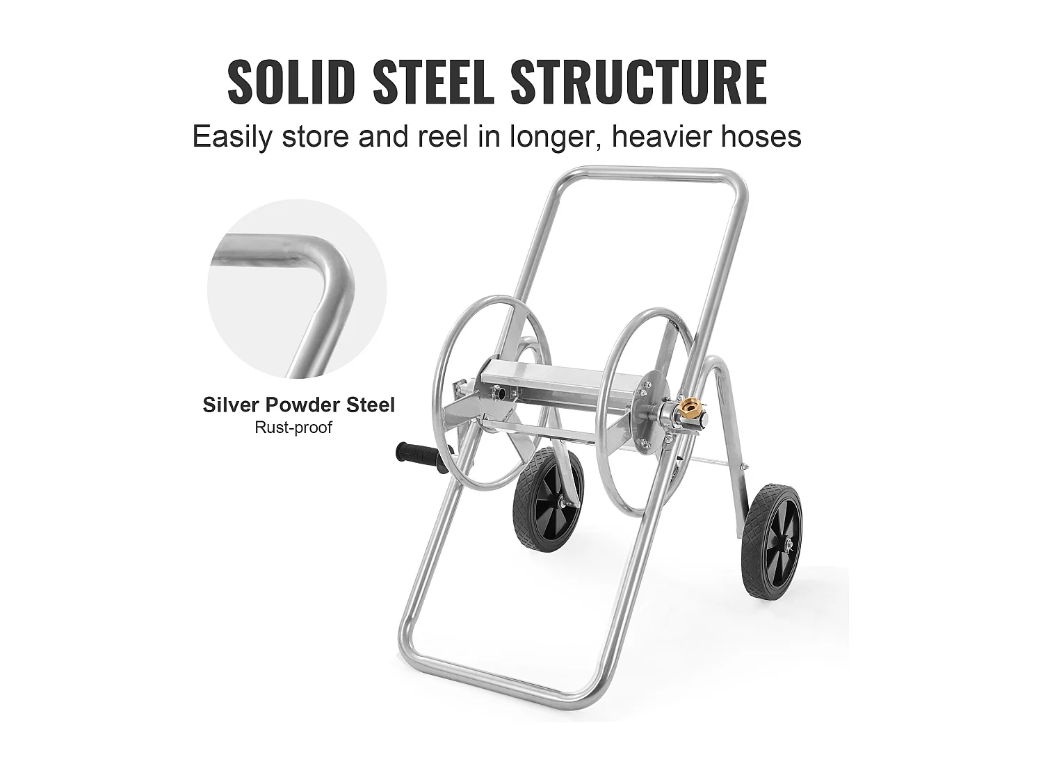 Dévidoir Chariot SucceBuy Chariot Enrouleur de Tuyau 53 m, Robuste pour Jardin avec Roues
