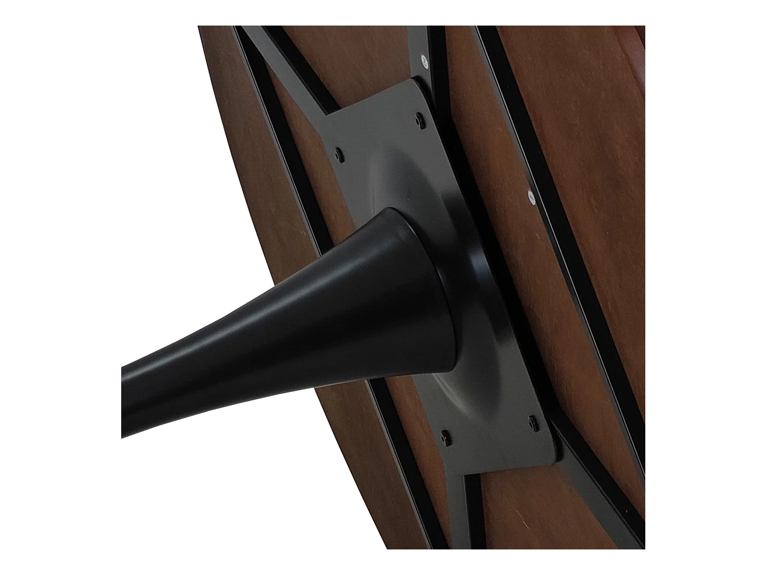 URBAN MEUBLE Table de salle à manger ronde moderne marron effet grain de bois structure métallique noire 120*120*75cm