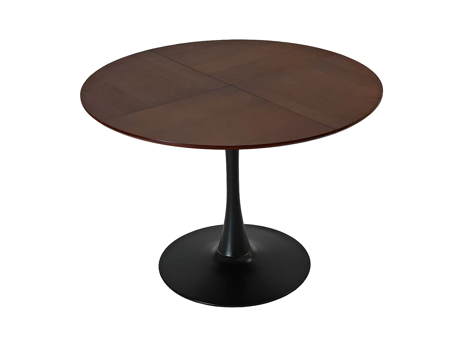 URBAN MEUBLE Table de salle à manger ronde moderne marron effet grain de bois structure métallique noire 120*120*75cm