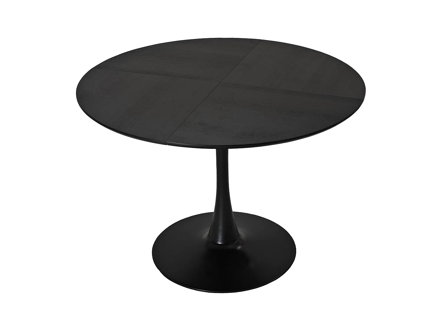URBAN MEUBLE Table de salle à manger ronde moderne effet grain de bois noir structure métallique 120*120*75cm