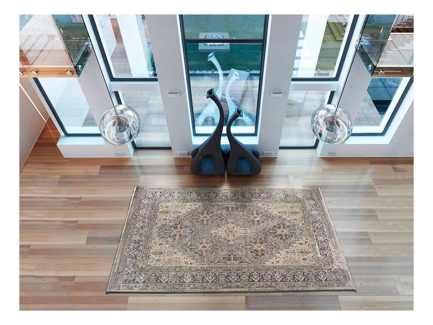 Tapete interior - abstrato - cinzento - 160 x 230 cm - SAROUGH