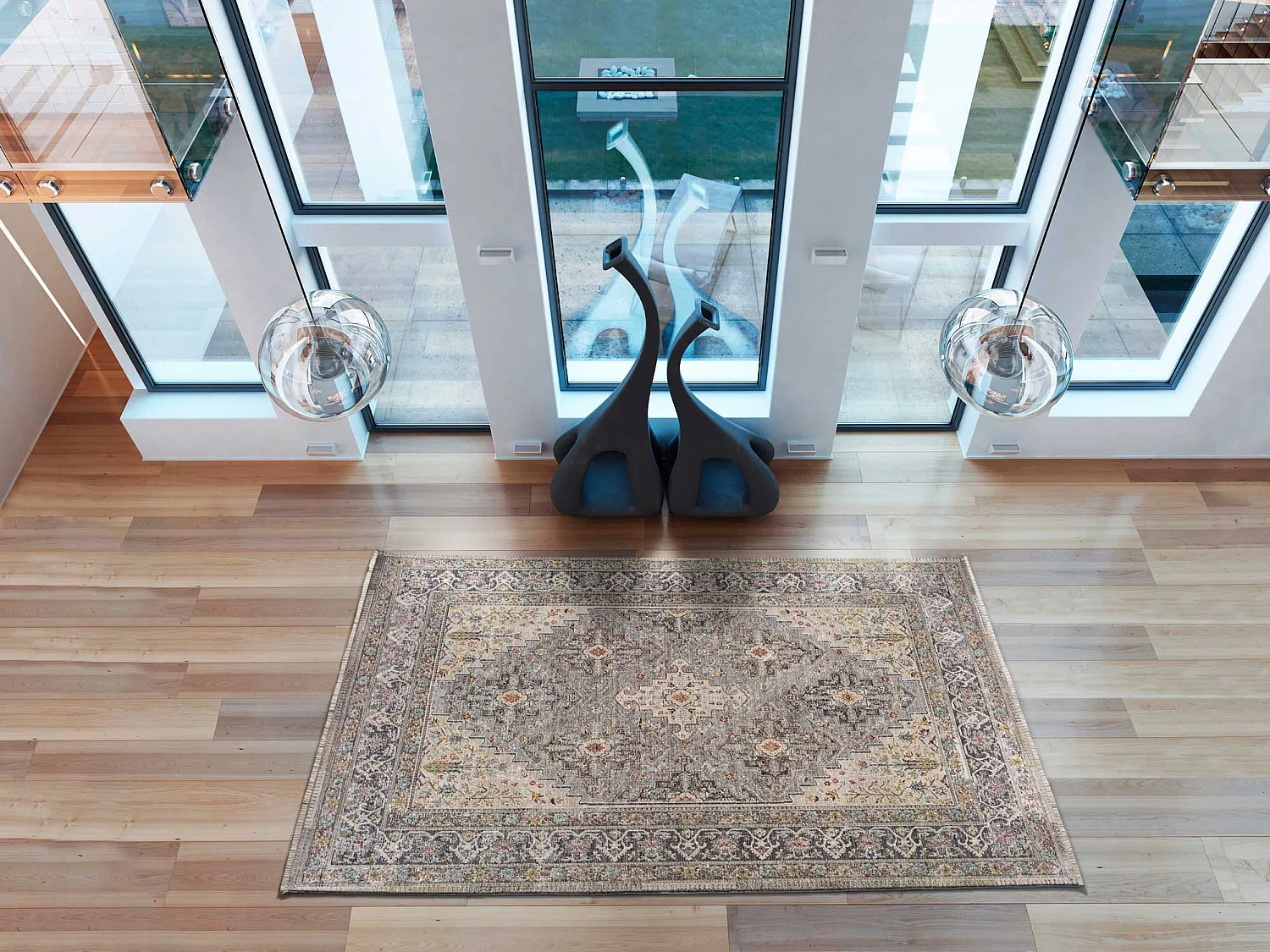 Tapete interior - abstrato - cinzento - 120 x 170 cm - SAROUGH