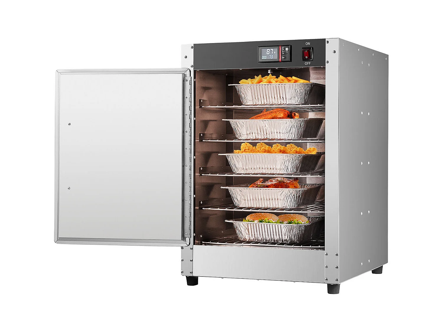 Chauffe-plats Industriel à 5 Niveaux SucceBuy, Armoire de Concession avec Bac à Eau pour Réchauffer Aliments