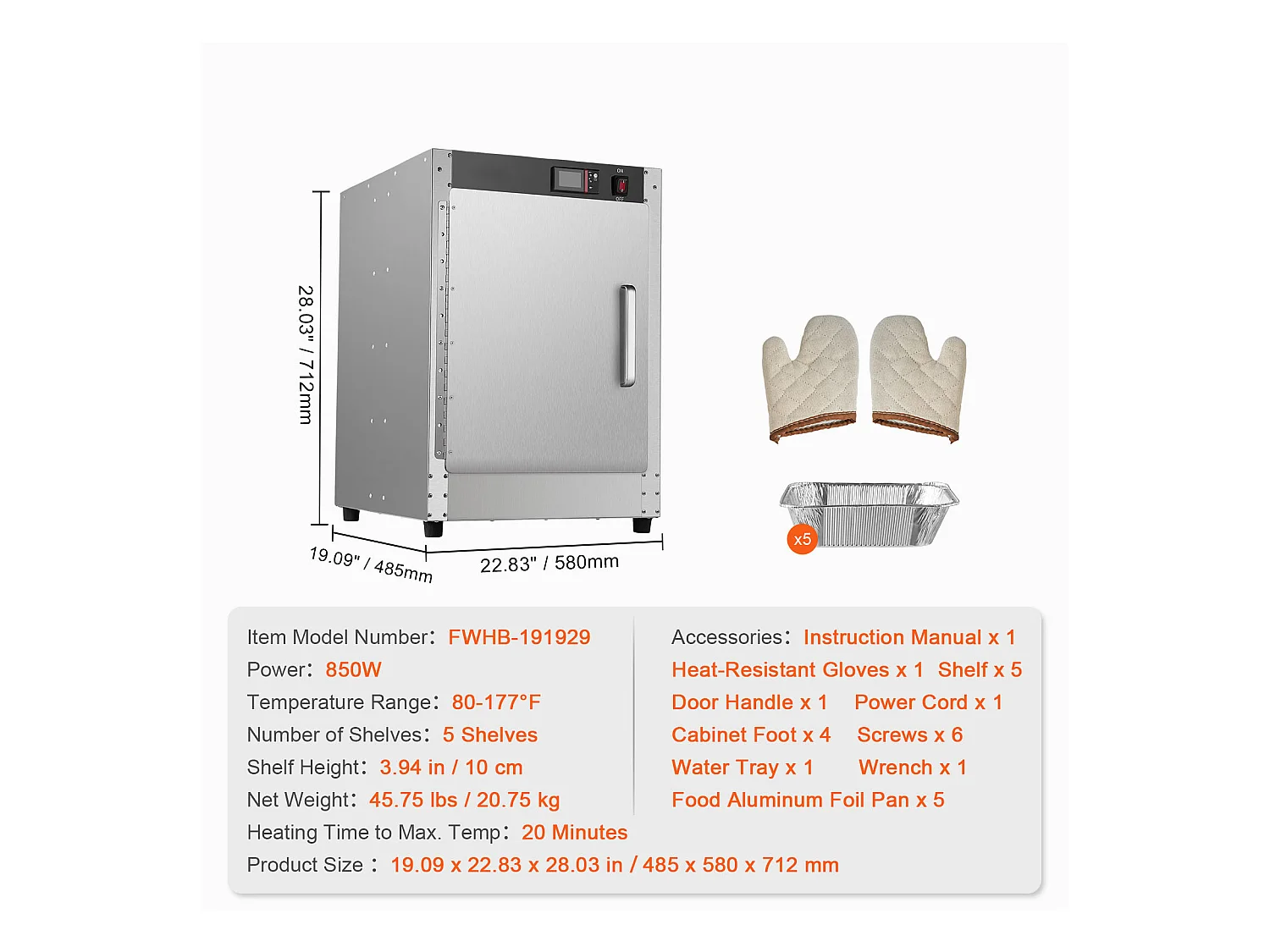 Chauffe-plats Industriel à 5 Niveaux SucceBuy, Armoire de Concession avec Bac à Eau pour Réchauffer Aliments