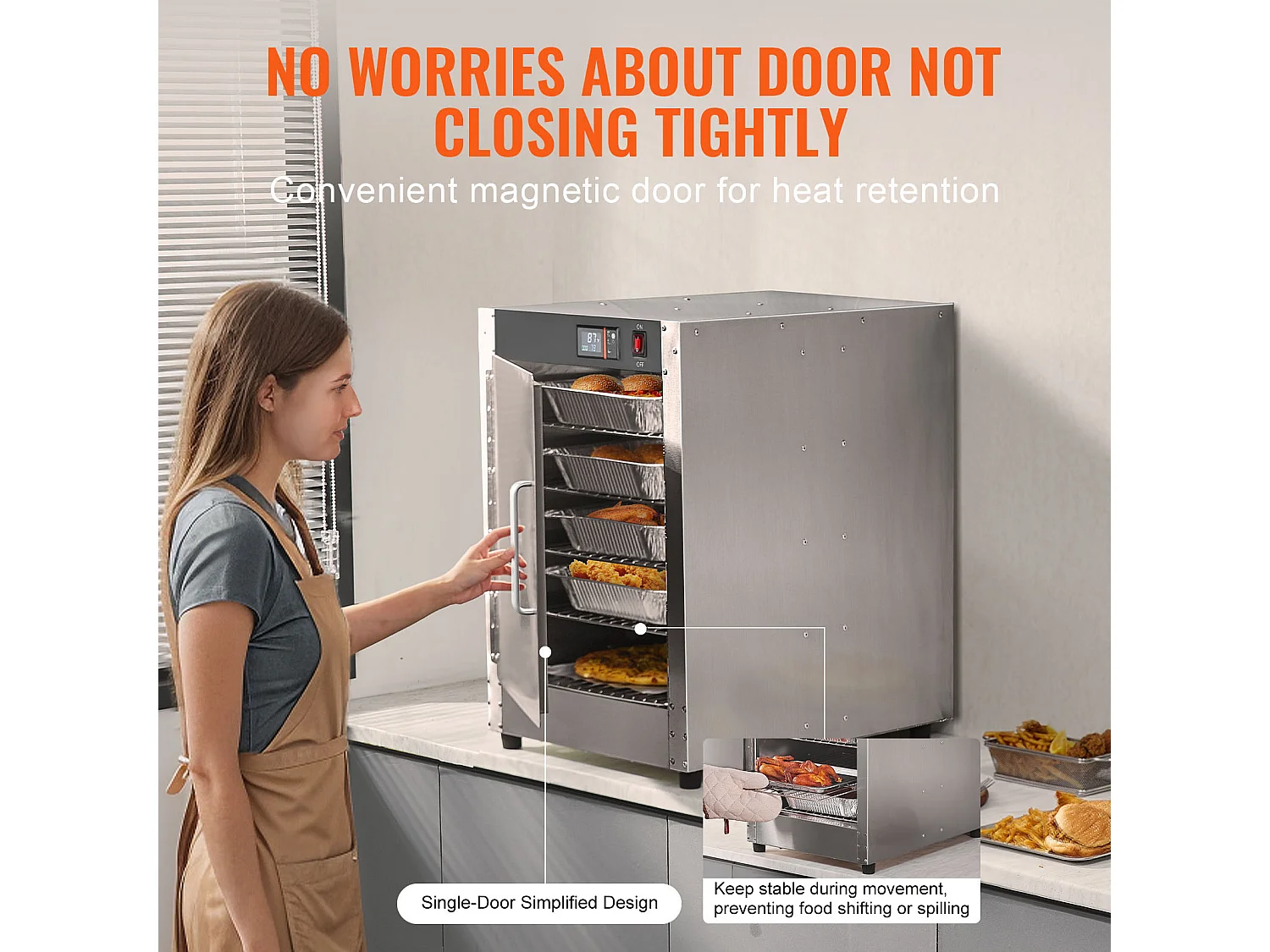 Chauffe-plats Industriel à 5 Niveaux SucceBuy, Armoire de Concession avec Bac à Eau pour Réchauffer Aliments