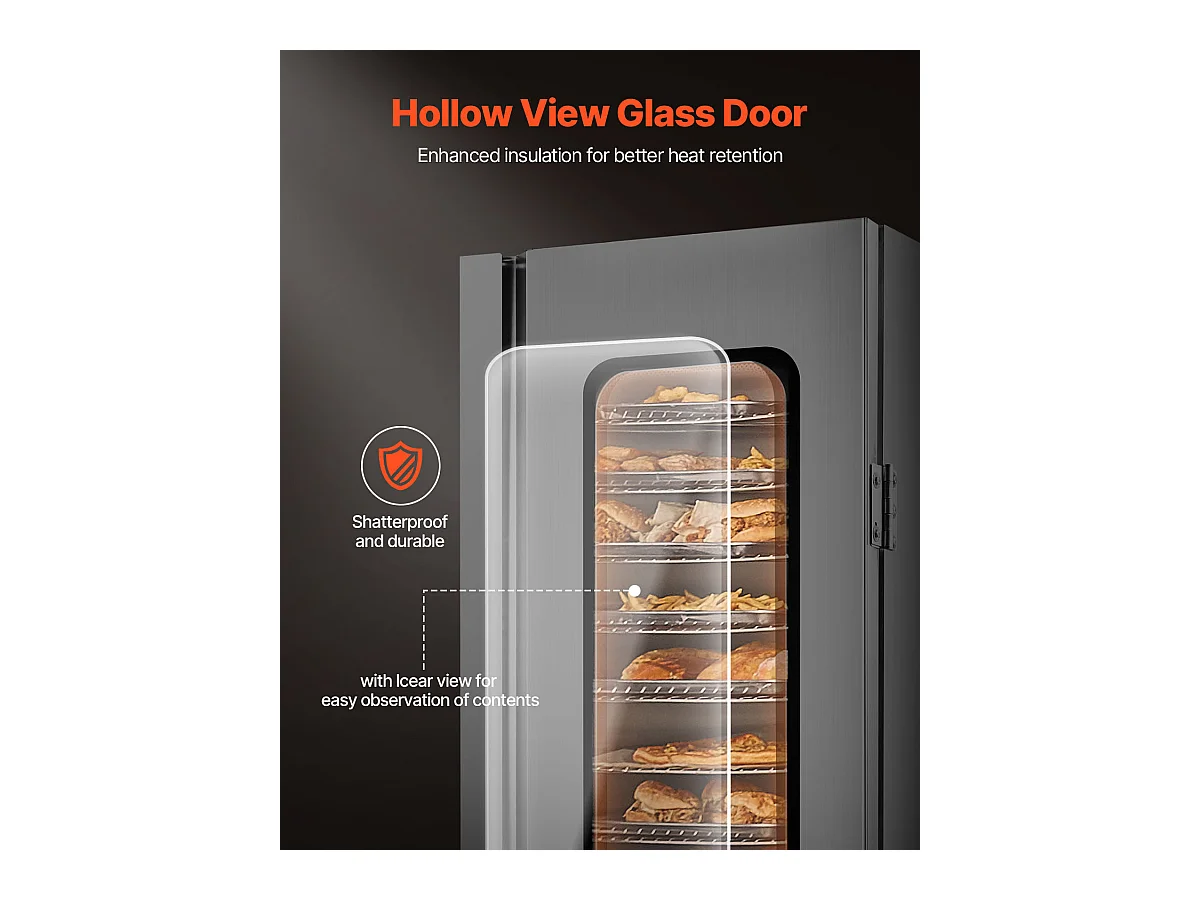 Chauffe-plats Industriel à 16 Niveaux SucceBuy, Armoire de Concession avec Bac à Eau pour Réchauffer Aliments