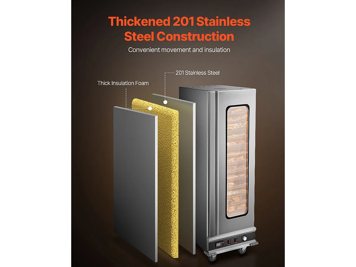 Chauffe-plats Industriel à 16 Niveaux SucceBuy, Armoire de Concession avec Bac à Eau pour Réchauffer Aliments
