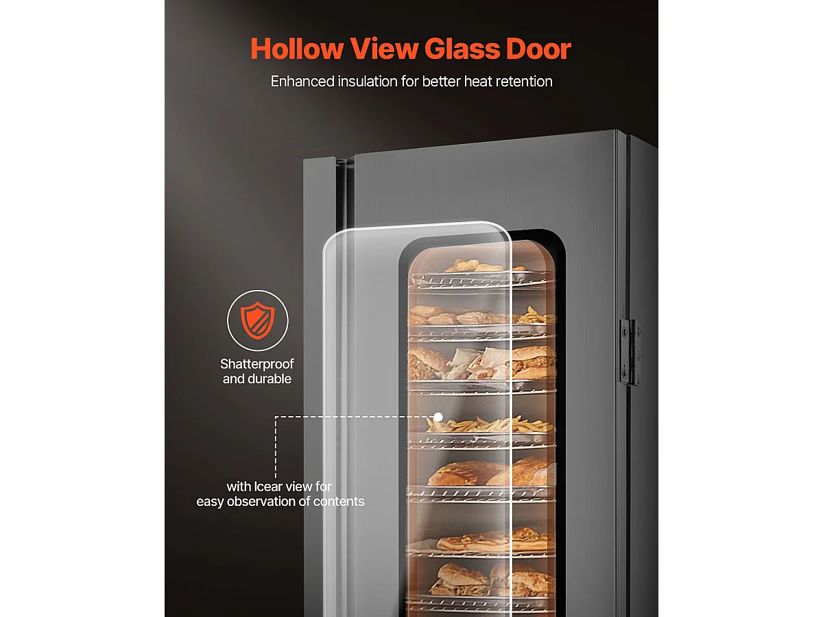 Chauffe-plats Industriel à 16 Niveaux SucceBuy, Armoire de Concession avec Bac à Eau pour Réchauffer Aliments