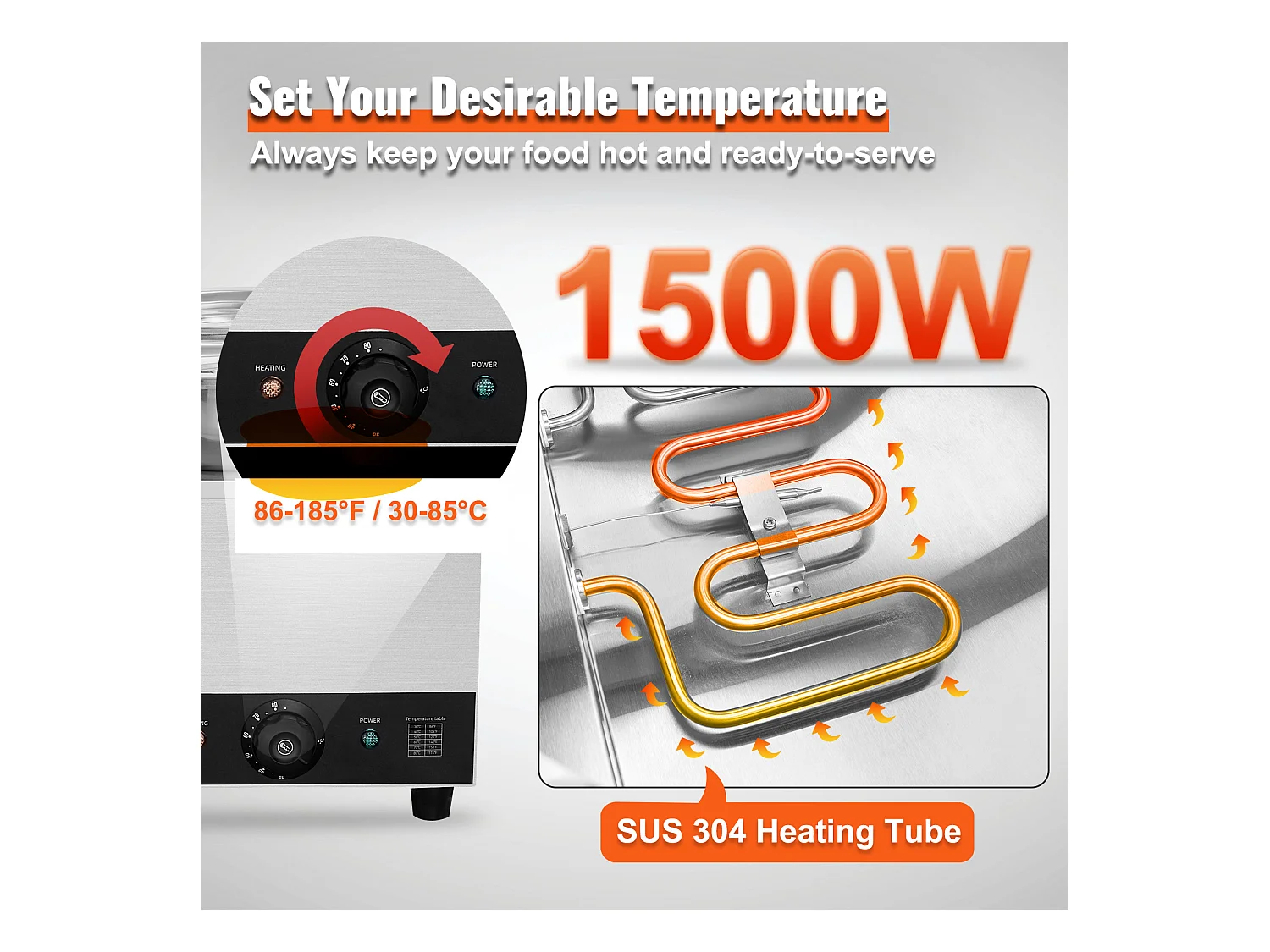 Chauffe-Soupe Commercial SucceBuy avec 4 Pots de 7L, Température Réglable de 86 à 185 °F, Anti-Brûlure à Sec, pour Buffet de Restaurant